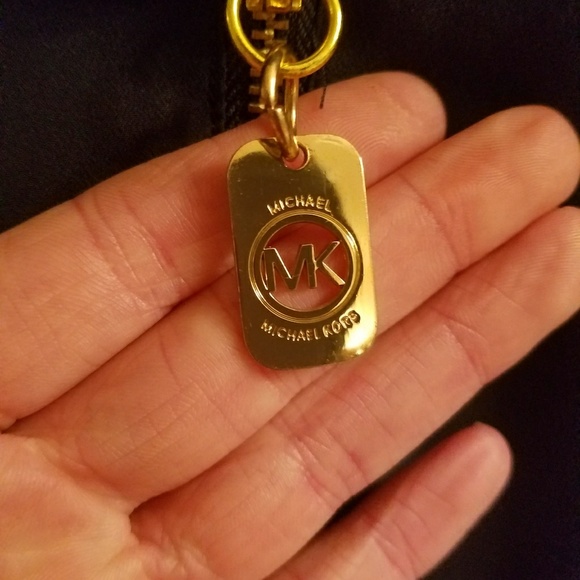 Michael Kors Navy Cap Sleeve Zip front Top - Picture 3 of 5